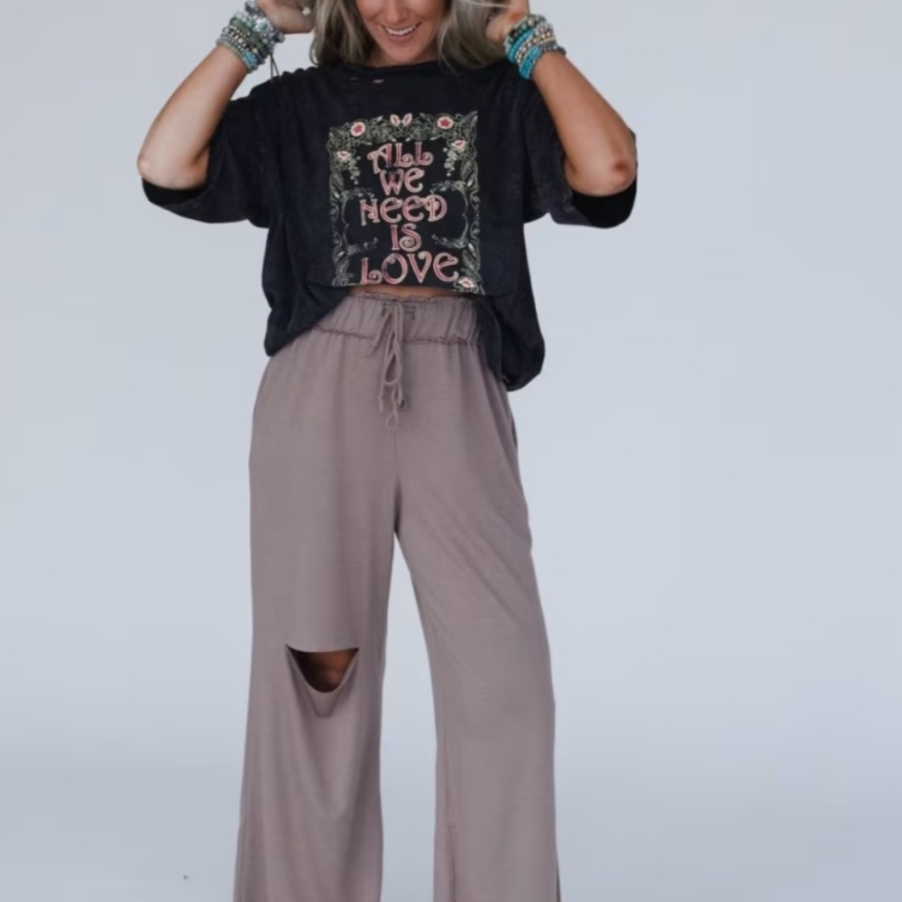 Three Bird Nest Taupe Wide Leg Pants